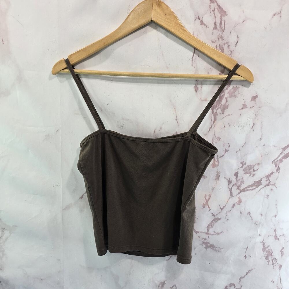 Skims Tank Top Womens Medium Brown Crop New Vintage Cami Spaghetti Square Neck - Picture 6 of 11